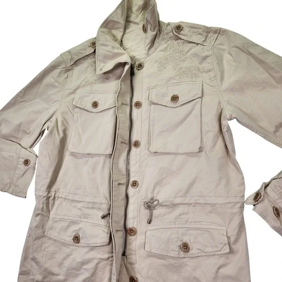 Ralph Lauren Featherweight Twill Field Jacket‎ Khaki Floral Embroidery M NWT - Picture 12 of 16